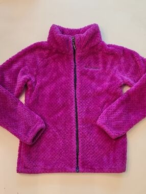 Columbia Fushia Fleece Zip Up Jacket Large 14 16